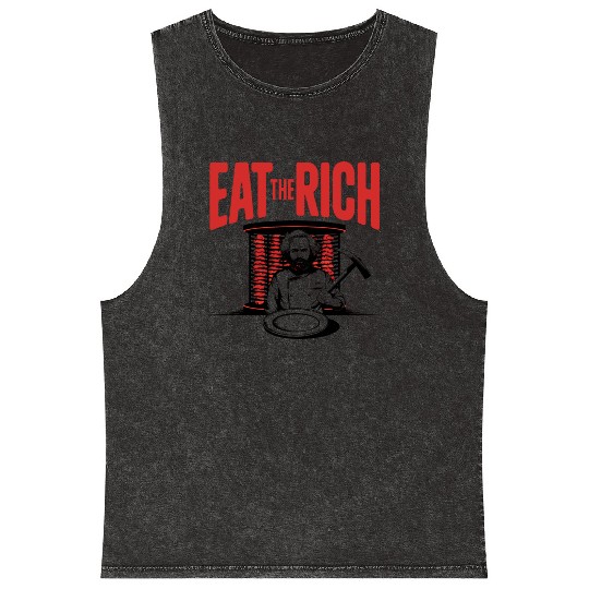 Eat The Rich Döner Kebab Satirical Design Mineral Wash Tank Tops