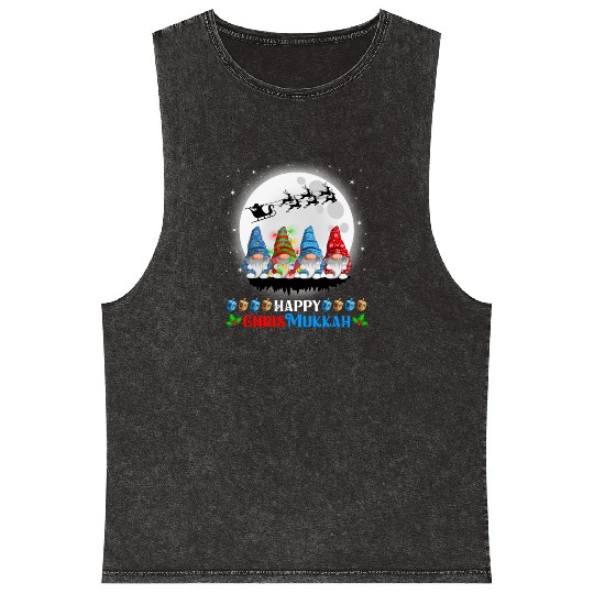 Happy Chrismukkah Gnomes Christmas Hanukkah Mineral Wash Tank Tops