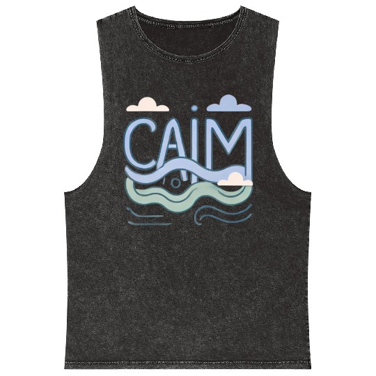 Calm: Peaceful and Minimalist Design Mineral Wash Tank Tops