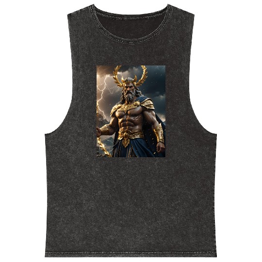 Zeus Jupiter Roman Greek God Mineral Wash Tank Tops