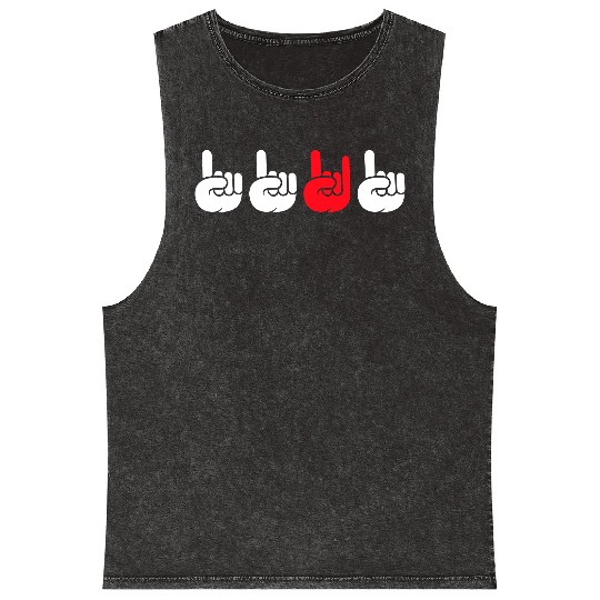 4 Be Different Heavy Metal Hard Rock Hand Gestures Mineral Wash Tank Tops