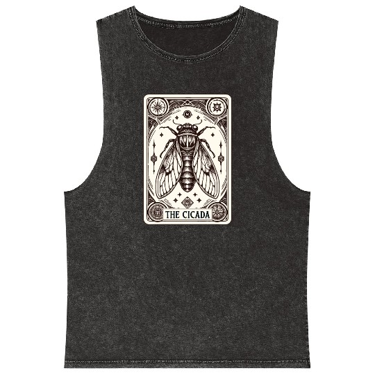 Cicada Tarot Card Brood Emergence Mineral Wash Tank Tops