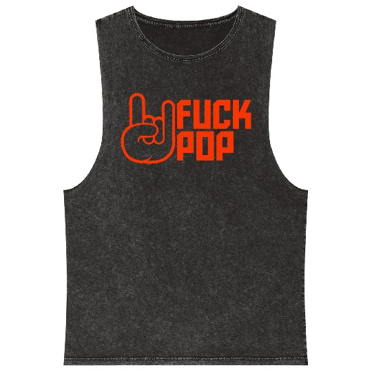 Fuck pop charts music heavy metal fun hand gesture Mineral Wash Tank Tops
