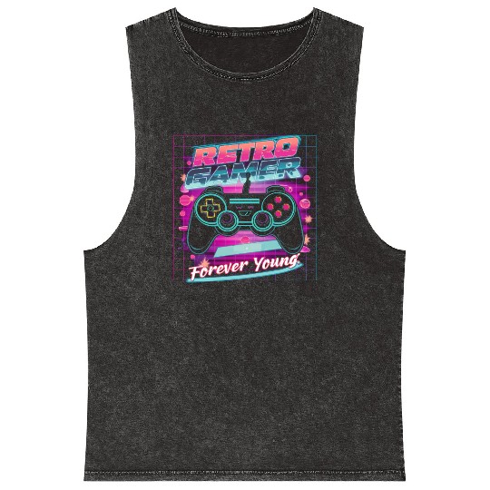 Retro Gamer Forever Young 01 Mineral Wash Tank Tops