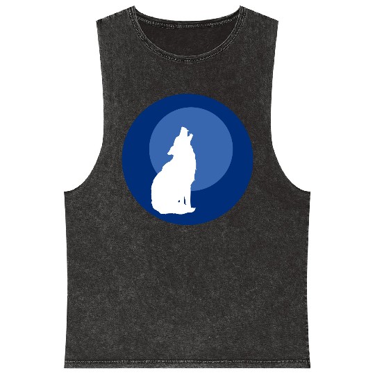 Wolf Moon Nature Vector Mineral Wash Tank Tops