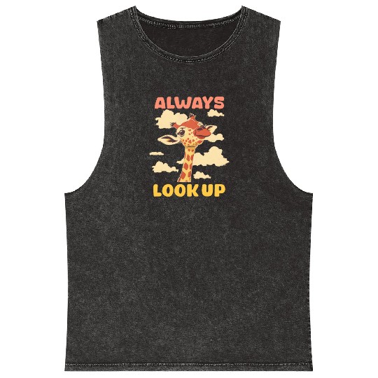 Giraffe Always Look Up Mineral Wash Tank Tops
