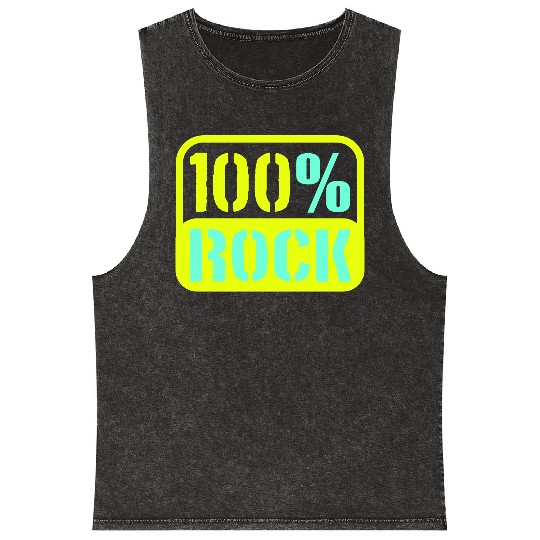 100 % Percent Rock Heavy Metal Music Text Logo Mineral Wash Tank Tops