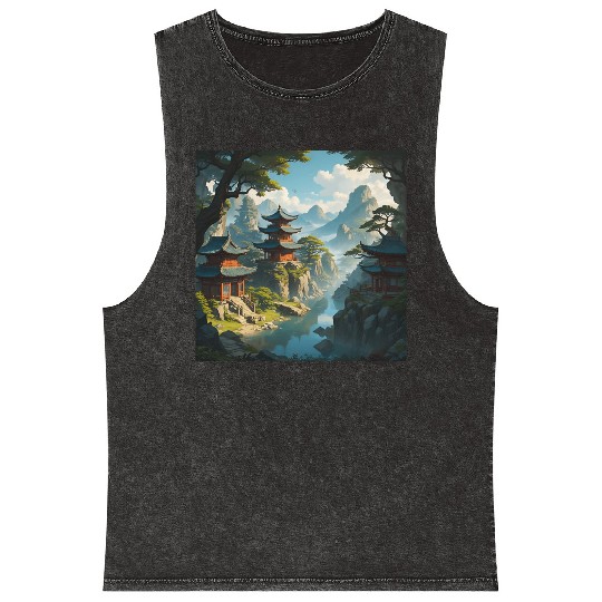 Peaceful Pagoda Mineral Wash Tank Tops