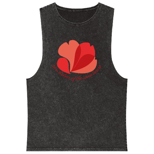 Vintage Botanical Red Poppy Heart Graphic Flower Mineral Wash Tank Tops