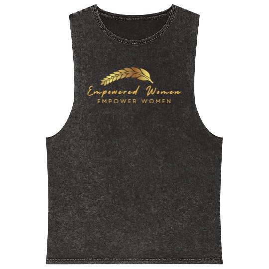 Black and Gold Empowered Women Mineral Wash Tank Tops