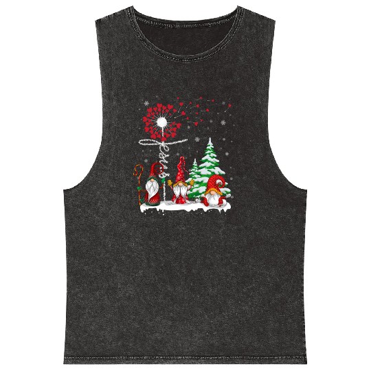 Gnomes Jesus Dandelion Christmas Tree Mineral Wash Tank Tops