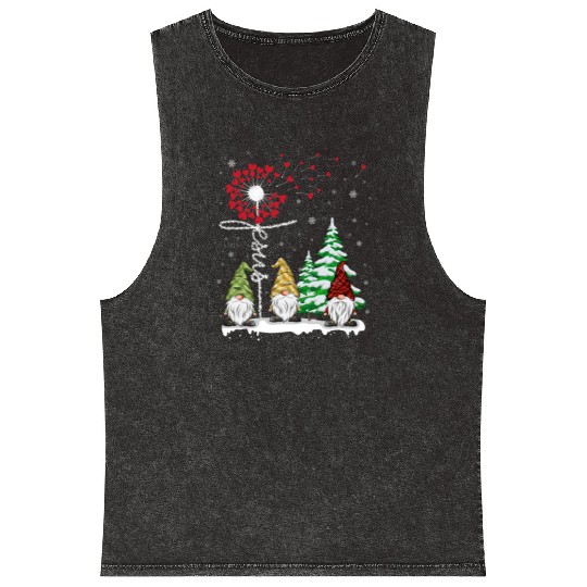 Gnomes Jesus Dandelion Christmas Tree Mineral Wash Tank Tops