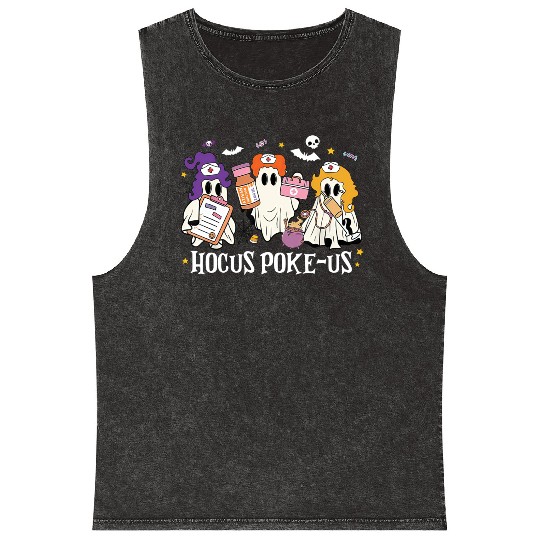 Hocus Poke-Us Funny Ghost Vintage Halloween Movie Mineral Wash Tank Tops