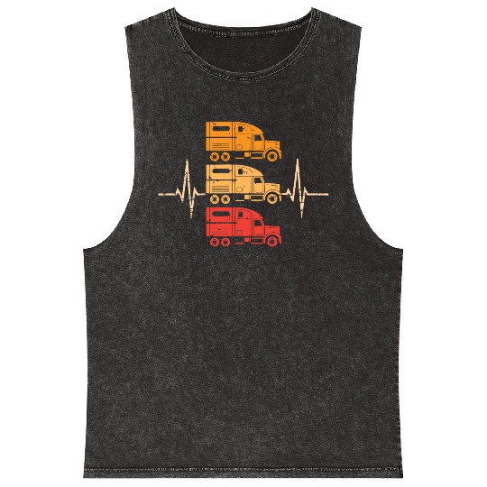 Truck driver heart beat Trucker Funny Truck Driver Mineral Wash Tank Tops