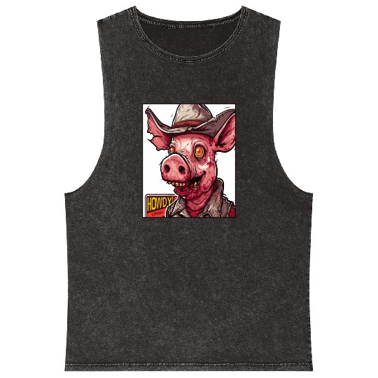 hillbilly redneck zombie cowboy pig Mineral Wash Tank Tops
