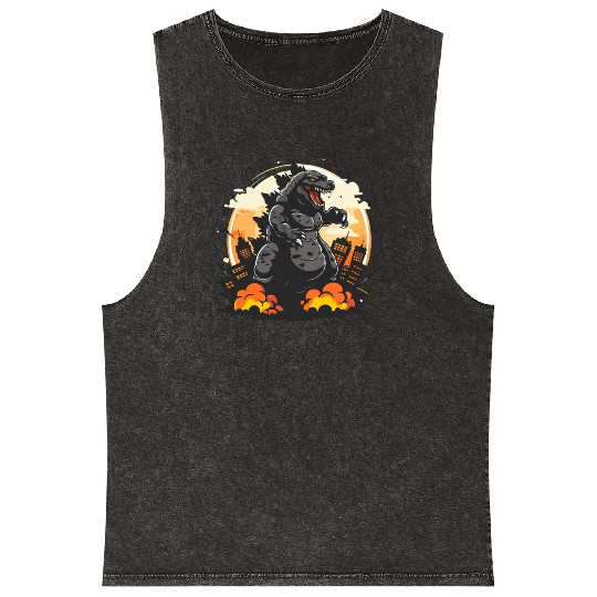 Attack of the giant lizard Mineral Wash Tank Tops
