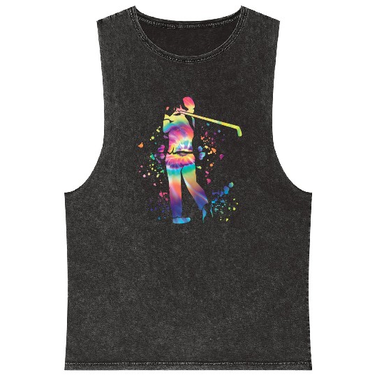 Golfer Colorsplash Kids Miniature Golf Mineral Wash Tank Tops