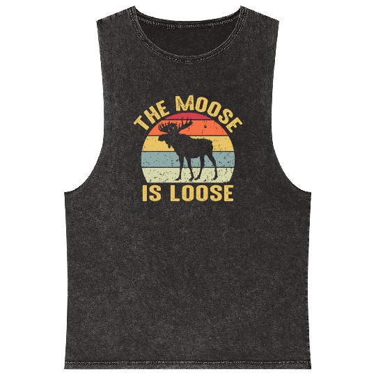 Moose Is Loose Vintage Funny Wild Animal Nature Mineral Wash Tank Tops