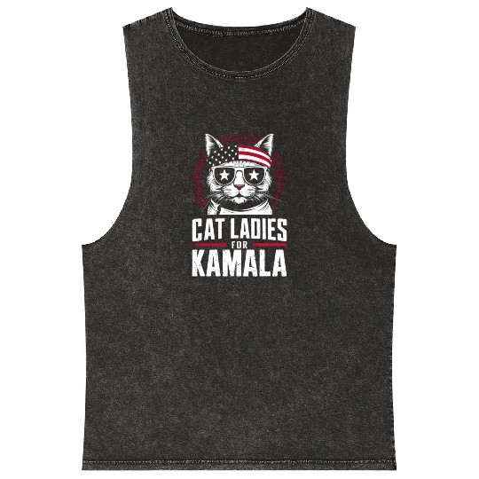 Kamala Harris Cat Ladies 2024 Mineral Wash Tank Tops