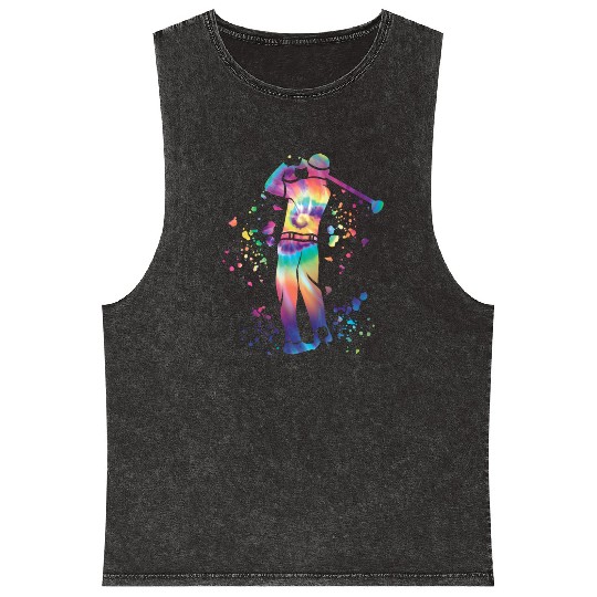 Golfer Colorsplash Kids Miniature Golf Mineral Wash Tank Tops