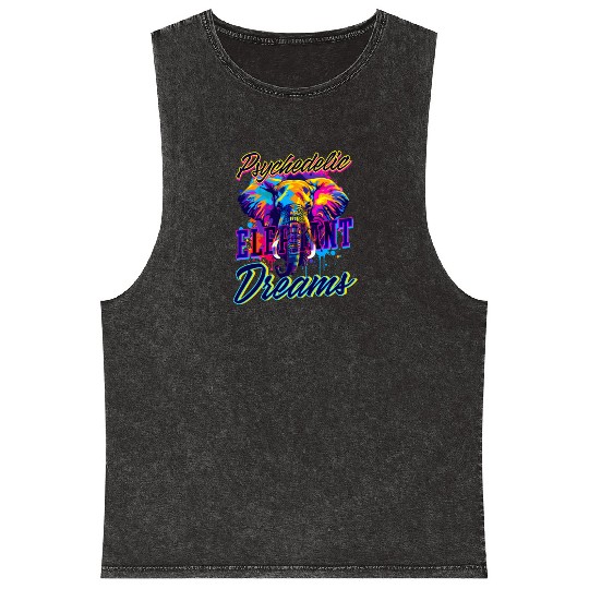 Elephant Psychedelic Elephant Dreams Mineral Wash Tank Tops