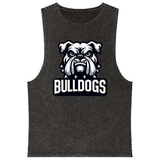 Bulldogs Mascot Back To School Team Spirit Mineral Wash Tank Tops