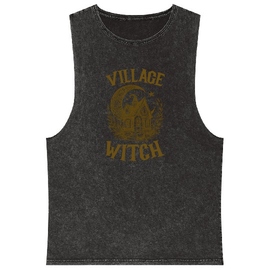 Village Witch Salem Vintage Halloween Mineral Wash Tank Tops