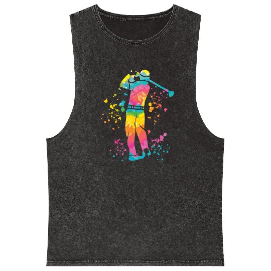Golfer Colorsplash Kids Miniature Golf Mineral Wash Tank Tops
