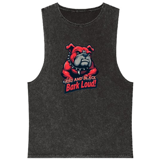 Bulldog Red And Black Bark Loud Mineral Wash Tank Tops