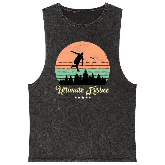 Ultimate Frisbee Vintage Retro Sunset Mineral Wash Tank Tops