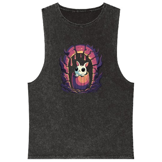 Cute Dungeon Bunny in a Barrel Mineral Wash Tank Tops