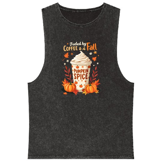 Fueled by Coffee & Fall Vibes Mineral Wash Tank Tops