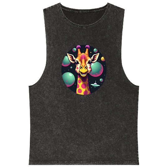 Cosmic Giraffe: Galactic Safari Adventure Mineral Wash Tank Tops