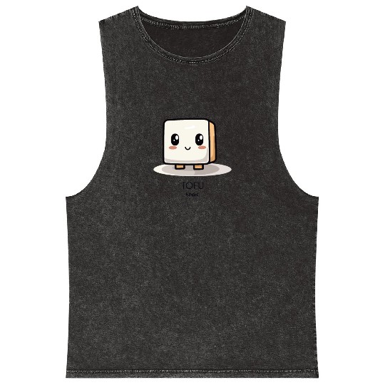 Cute Chibi Kawaii Tofu Mineral Wash Tank Tops