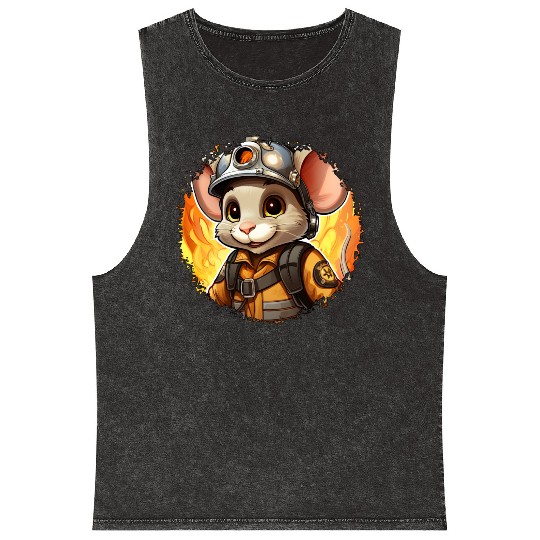 Mouse Firefighter Mineral Wash Tank Tops