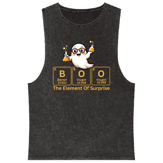 Boo - The Element of Surprise Chemistry Ghost Mineral Wash Tank Tops