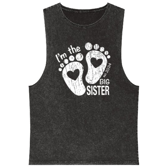 I’m the big sister - newborn sibling design Mineral Wash Tank Tops