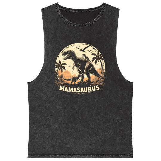 Dinosaur Mamasaurus Mineral Wash Tank Tops Cool Mother's Day Mom