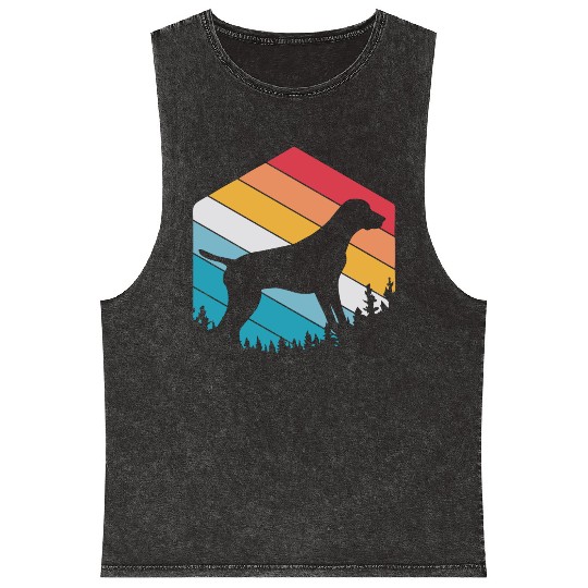 Retro Dog Silhouette German Shorthaired Pointer Mineral Wash Tank Tops