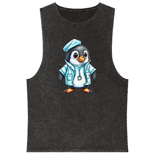 Penguin Doctor, Penguin Famila, funny penguin Mineral Wash Tank Tops