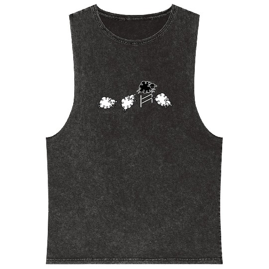 Sheep Jumping Flock Of Sheep Wool Mineral Wash Tank Tops