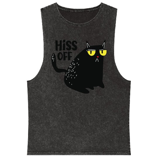 hiss off cat Mineral Wash Tank Tops