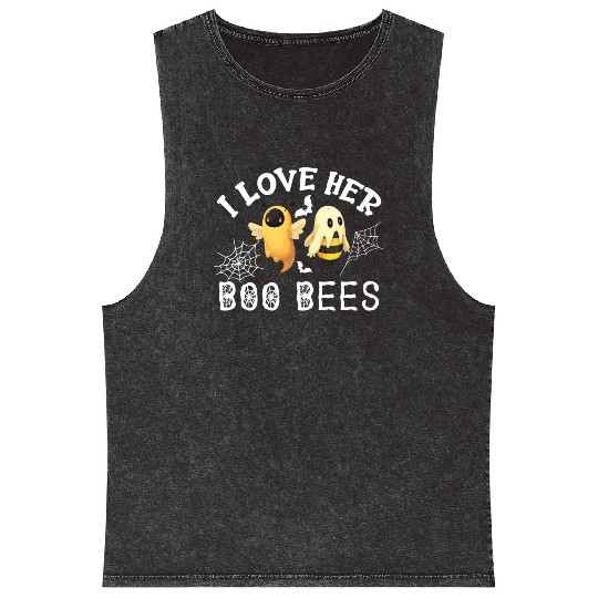 I Love Her Boo Bees Mineral Wash Tank Tops Funny Couples Halloween Co