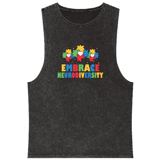 embrace neurodiversity - Embrace ADHD Autism ASD Mineral Wash Tank Tops