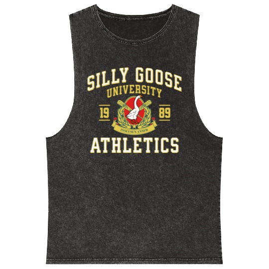 Silly Goose University Athletics Funny Goose Sport Mineral Wash Tank Tops