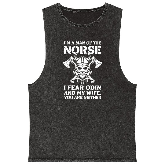 Norse Viking Warrior Fearless Humor with Axes Mineral Wash Tank Tops