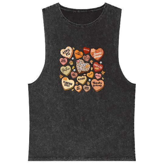 fall candy hearts Mineral Wash Tank Tops
