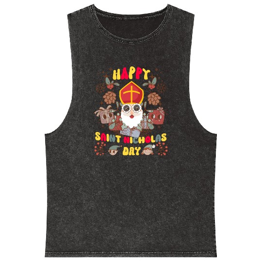 Groovy Saint Nicholas Day logo Mineral Wash Tank Tops