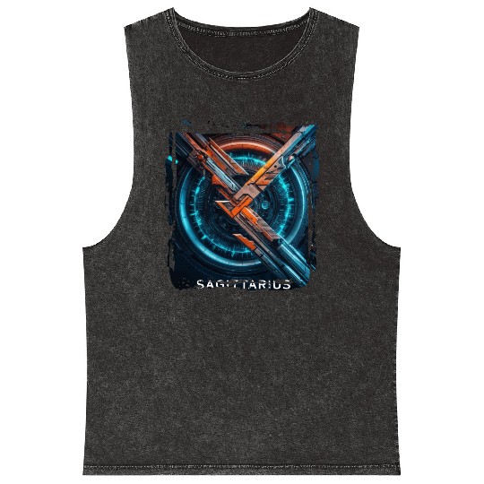 Zodiac sign Sagittarius in cyberpunk era Future Mineral Wash Tank Tops