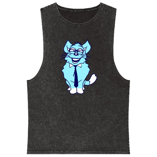 Nerd Cat Horn-rimmed Glasses Geek Smart Kitten Fun Mineral Wash Tank Tops